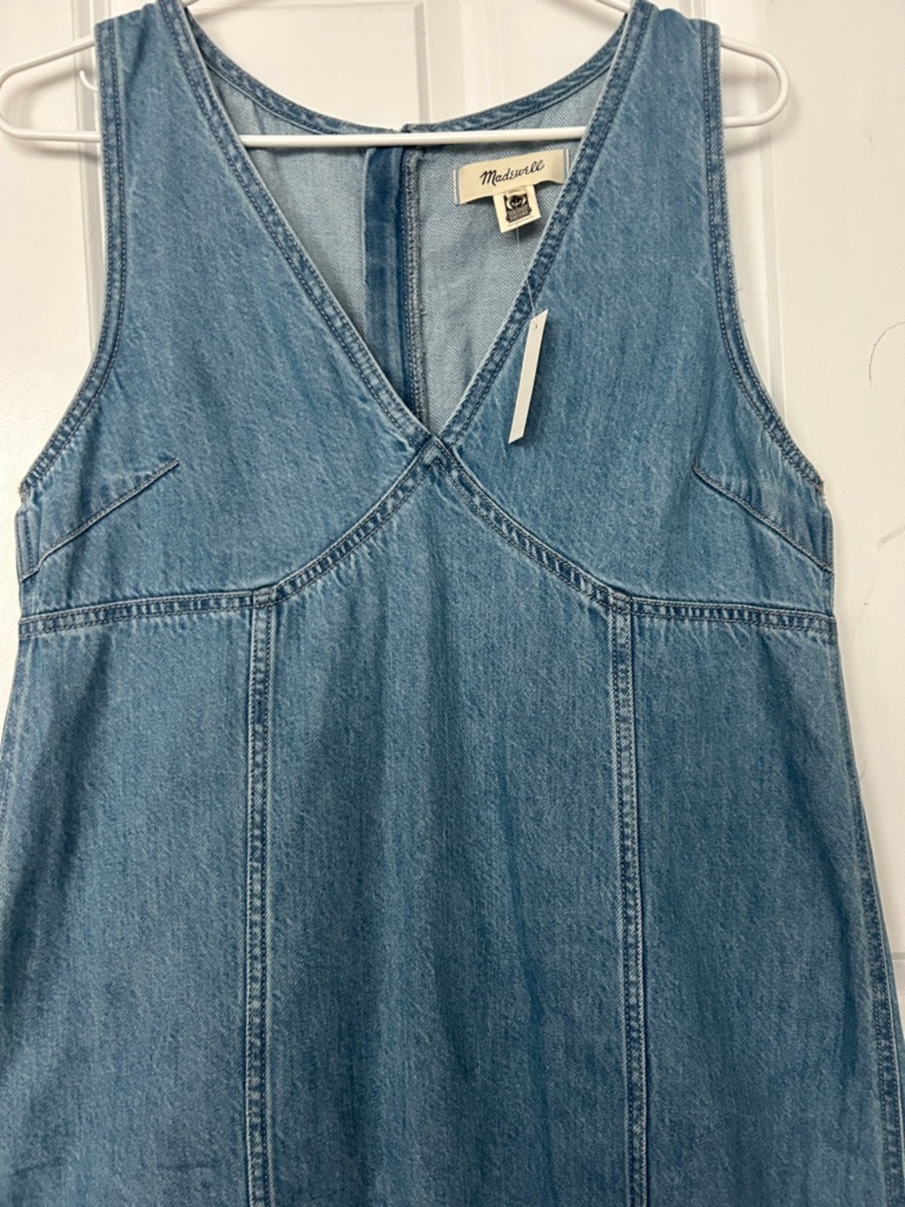 Madewell Denim V-Neck Sleeveless Dress - Light Blue - Picture 3 of 4